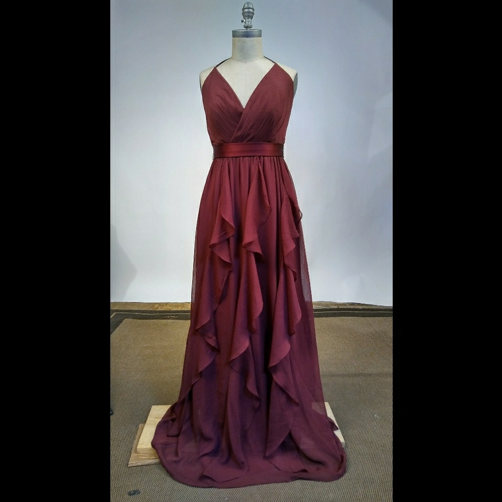 Maroon Vera Wang White Collection Maxi Dress SZ 6